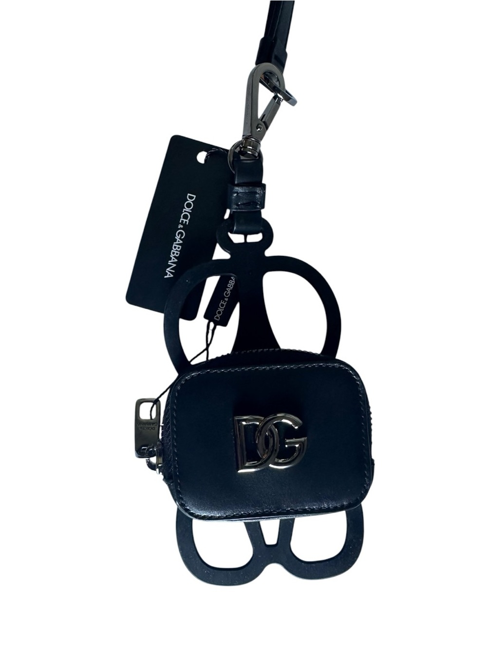 Dolce & Gabbana DG Logo Black Calfskin Leather Coin Purse Lanyard Wallet NWT - Picture 14 of 15